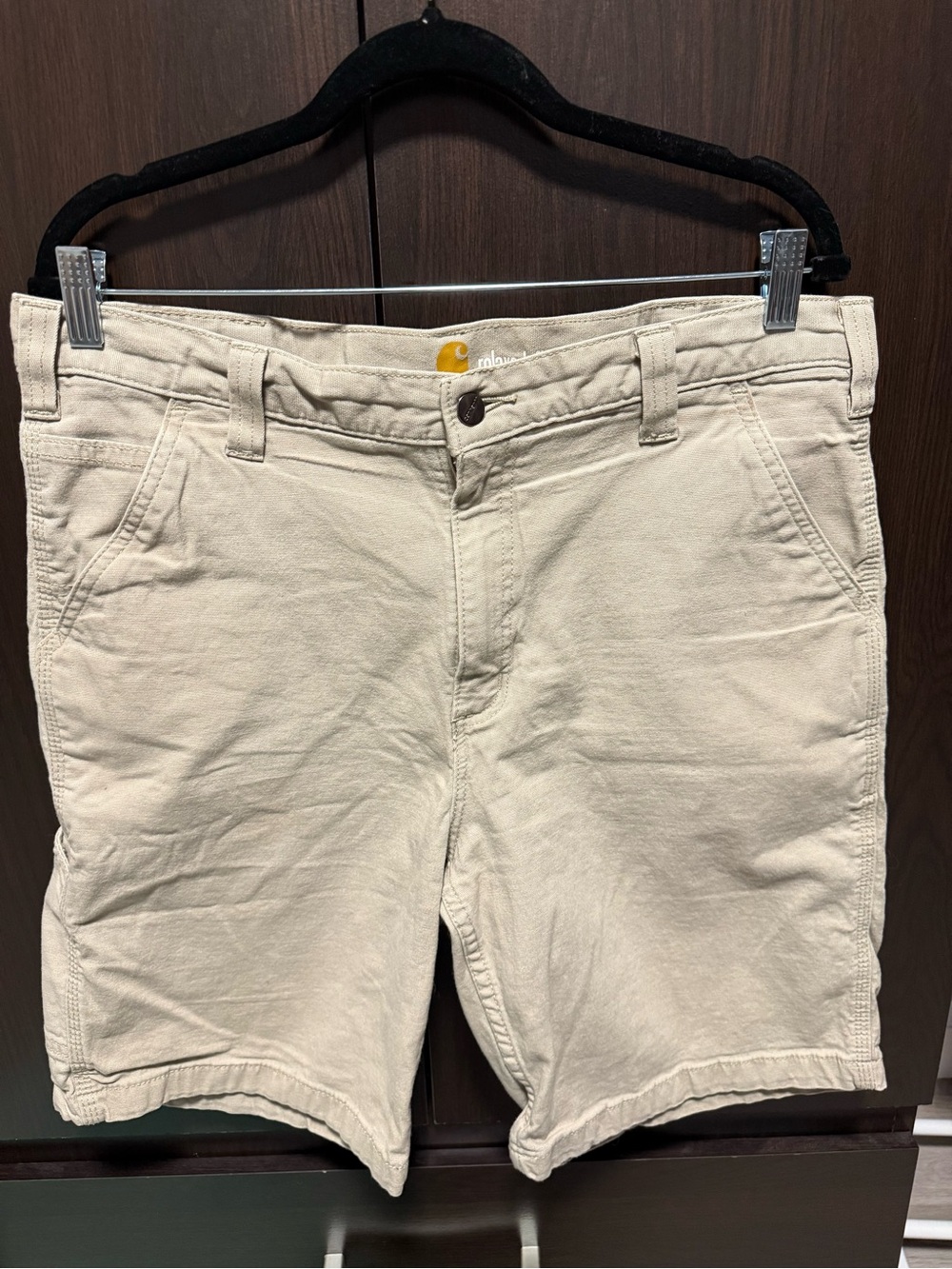 Carhartt Men's Khaki Canvas Flat Front Shorts